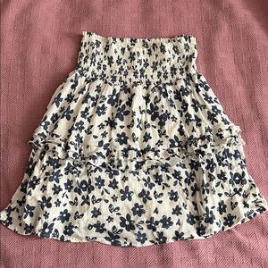 Kendall & Kylie Ivory Skirt with Navy Floral Print